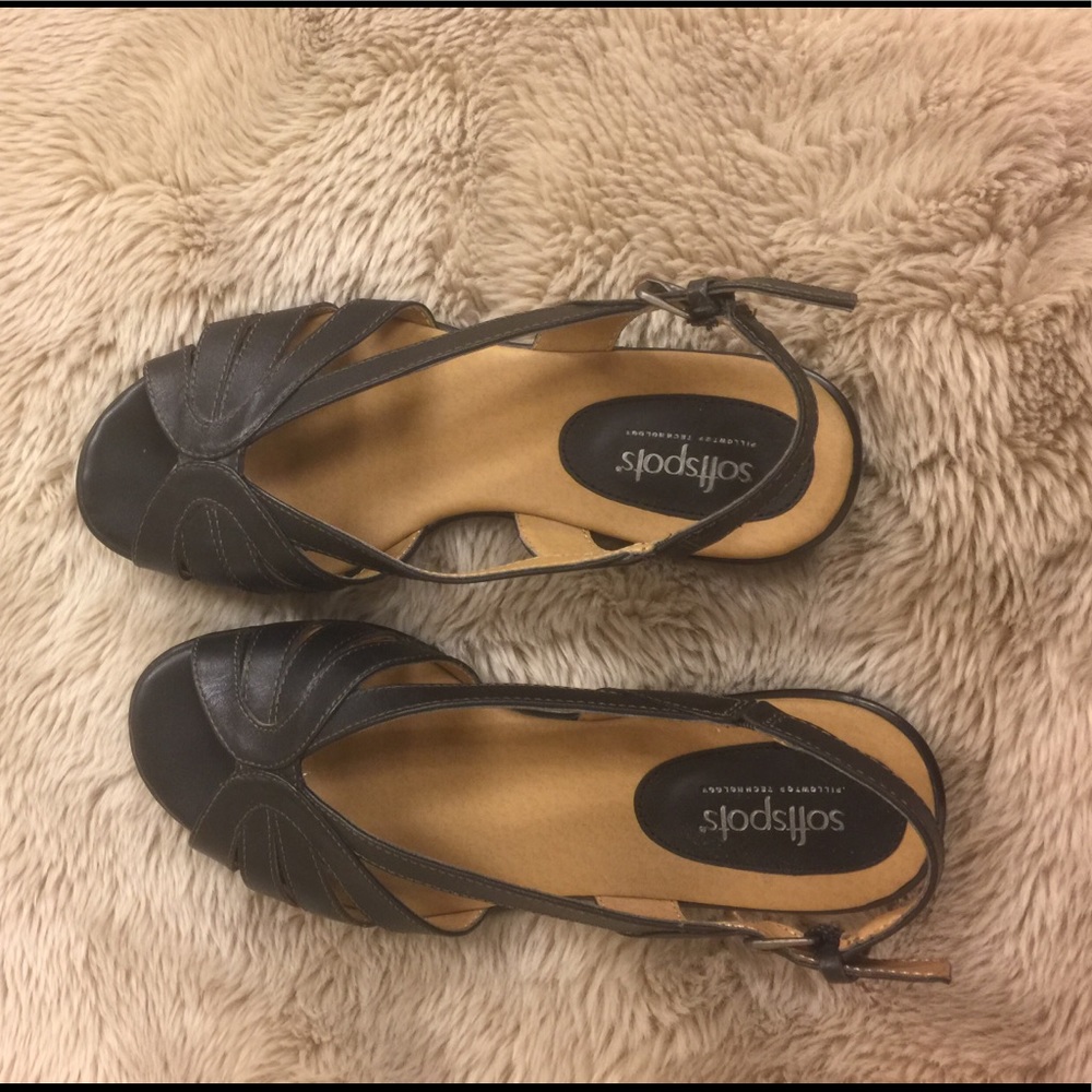 Softspots Black Sandals, Size 8W